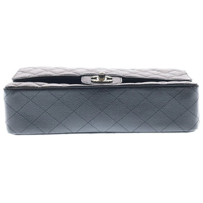 Chanel Quilted 25 Double Flap Chain Shoulder Bag Black Caviar Leather Silver — view 4