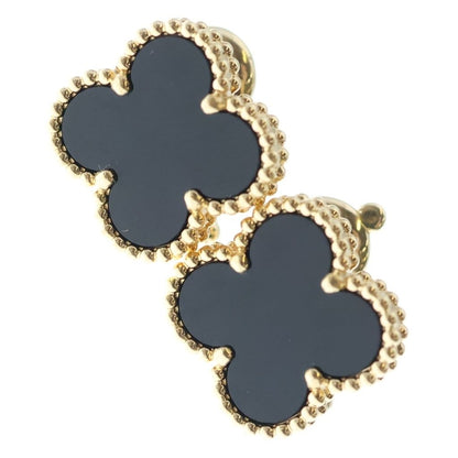 Van Cleef & Arpels 18k Yellow Gold Vintage Alhambra Onyx Earrings Black