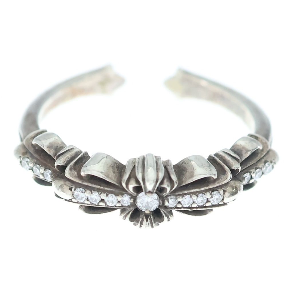 Chrome Hearts Baby Clsc P D Classic Double Floral Cross Pave Diamond Silver Ring — view 4