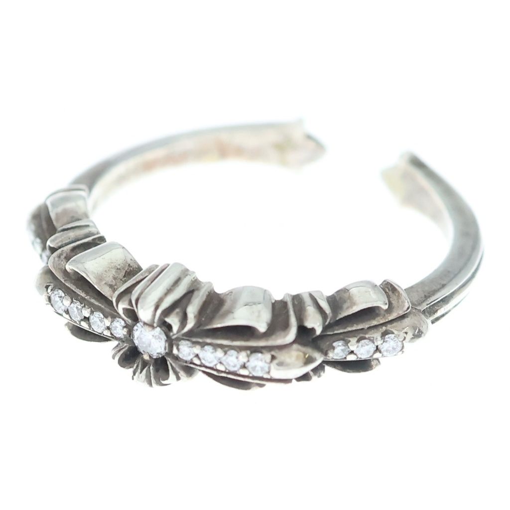 Chrome Hearts Baby Clsc P D Classic Double Floral Cross Pave Diamond Silver Ring
