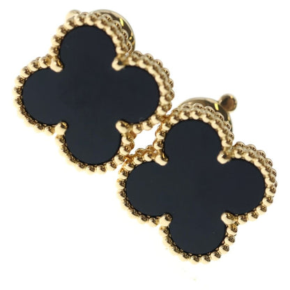 Van Cleef & Arpels Vintage Alhambra Onyx Earrings Yellow Gold