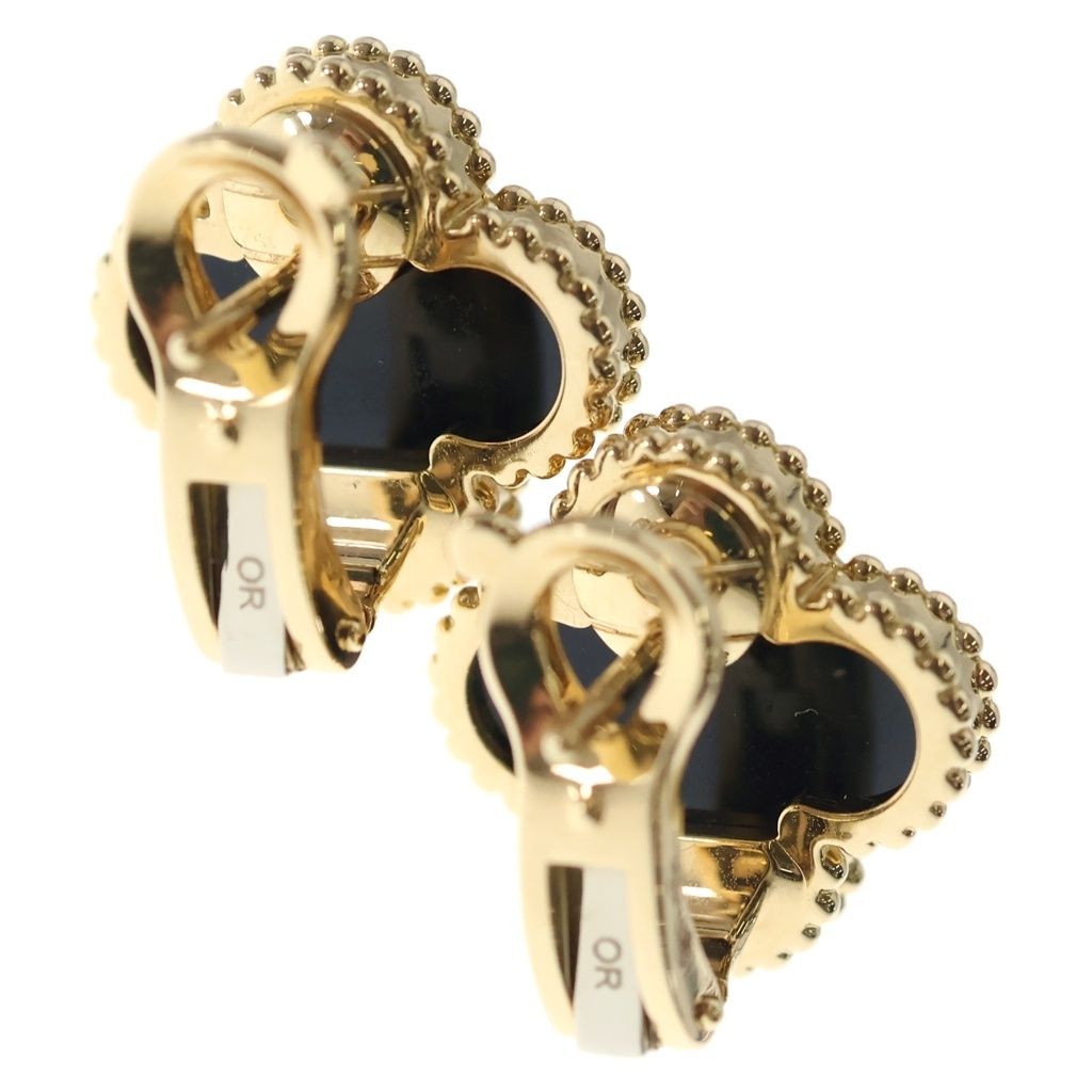 Van Cleef & Arpels Vintage Alhambra Onyx Earrings Yellow Gold — view 2