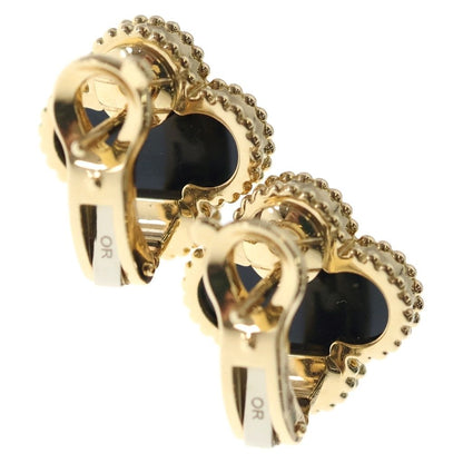 Van Cleef & Arpels Vintage Alhambra Onyx Earrings Yellow Gold — view 2