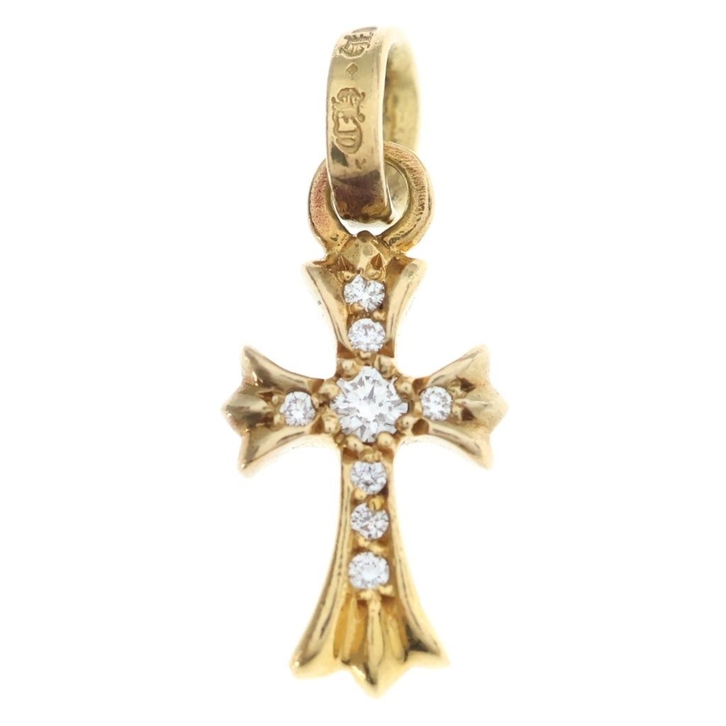 Chrome Hearts 22k Baby Fat Cross Pave Diamond Pendant