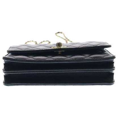 Chanel Quilted Coco Handle Chain Wallet Pearl Mini Shoulder Bag Black Lambskin — view 4