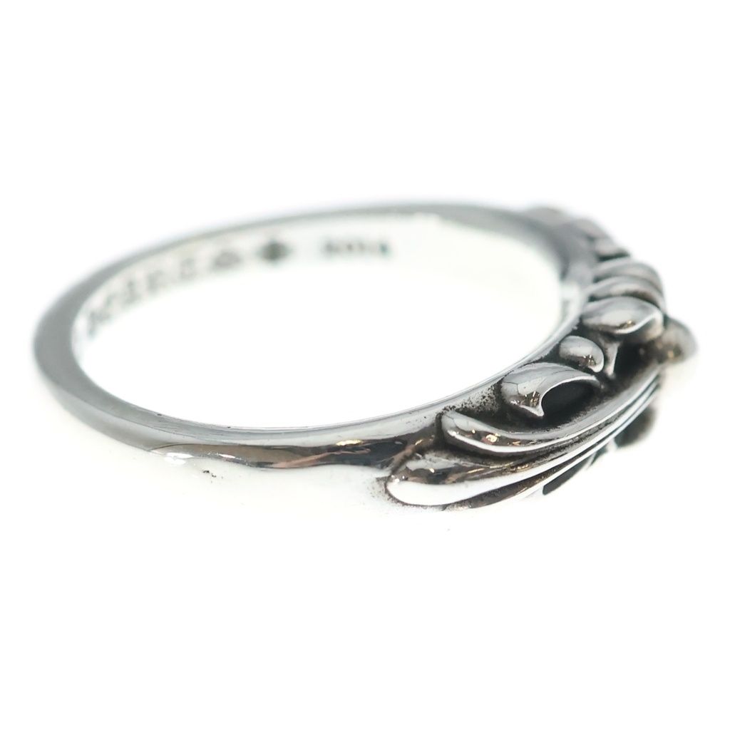 Chrome Hearts Baby Classic Floral Black Sling Silver Ring — view 3