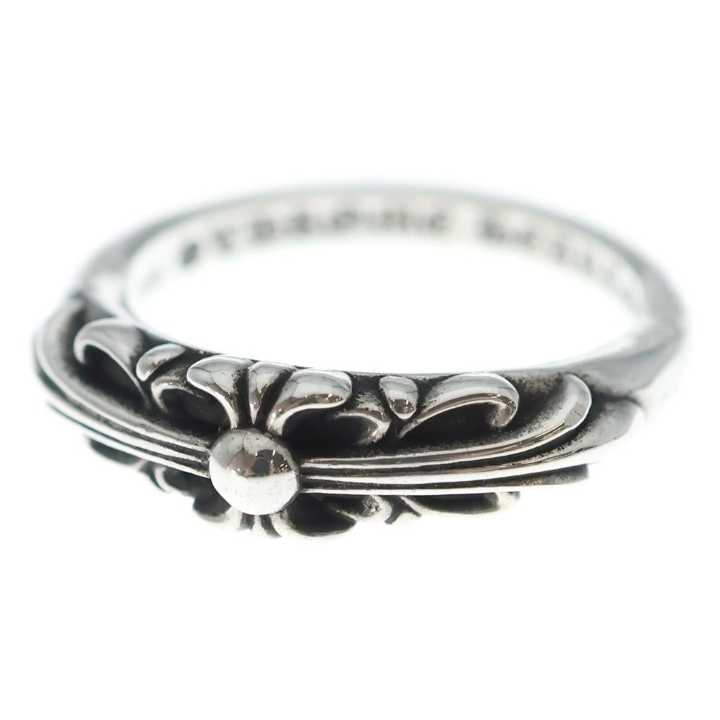 Chrome Hearts Baby Classic Floral Black Sling Silver Ring
