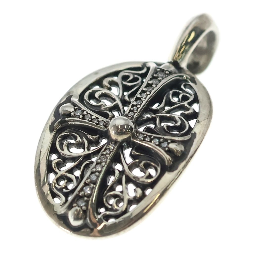 Chrome Hearts Clsc Oval P D Classic Pendant Gold Pave Diamond Silver — view 5