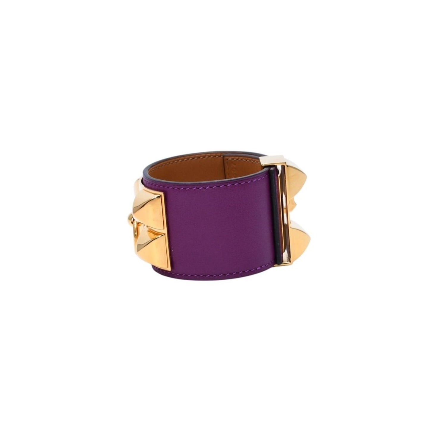 Hermes Bracelet Collier de Chien Veau Swift Studs Purple Gold — view 4