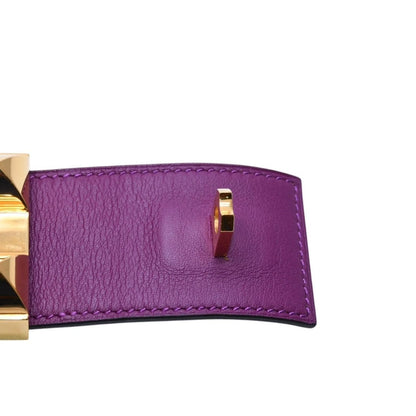 Hermes Bracelet Collier de Chien Veau Swift Studs Purple Gold — view 6