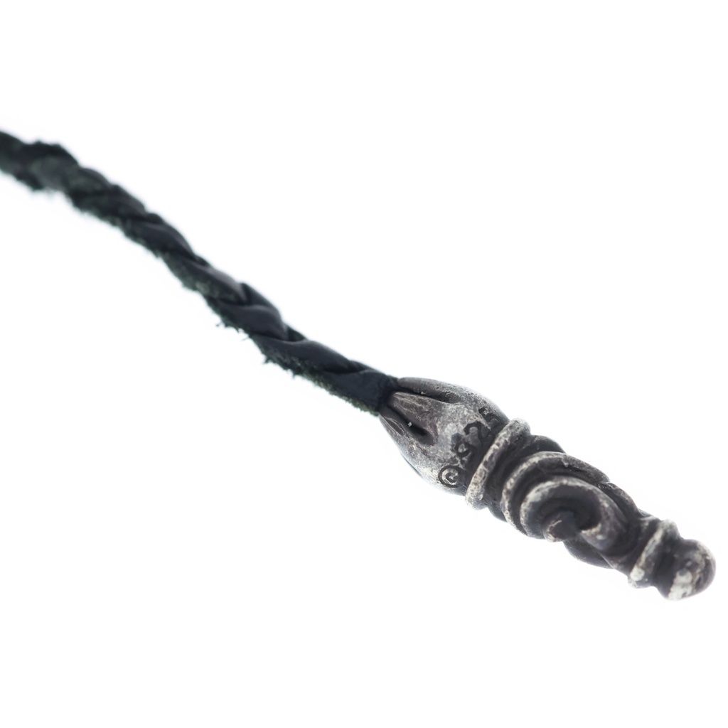Chrome Hearts Leather Braid Scroll Necklace Black Silver — view 4