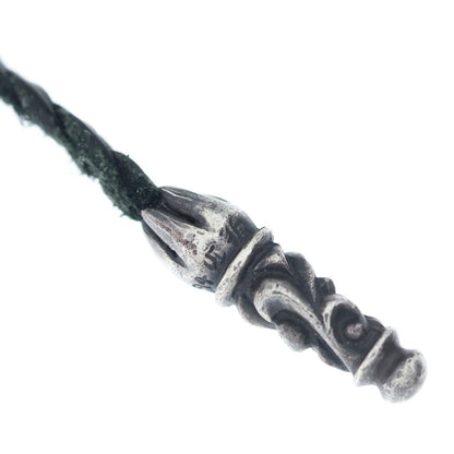 Chrome Hearts Leather Braid Scroll Necklace Black Silver — view 5