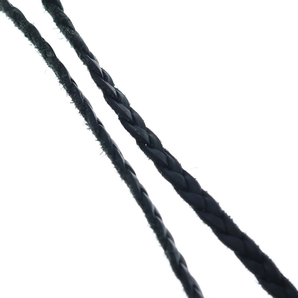 Chrome Hearts Leather Braid Scroll Necklace Black Silver — view 3