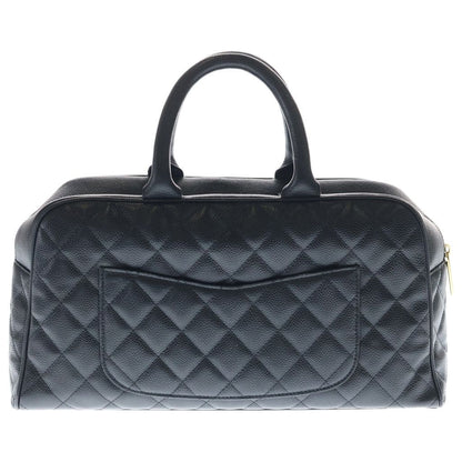 Chanel Quilted Boston Bag Black Caviar Leather Gold — view 2