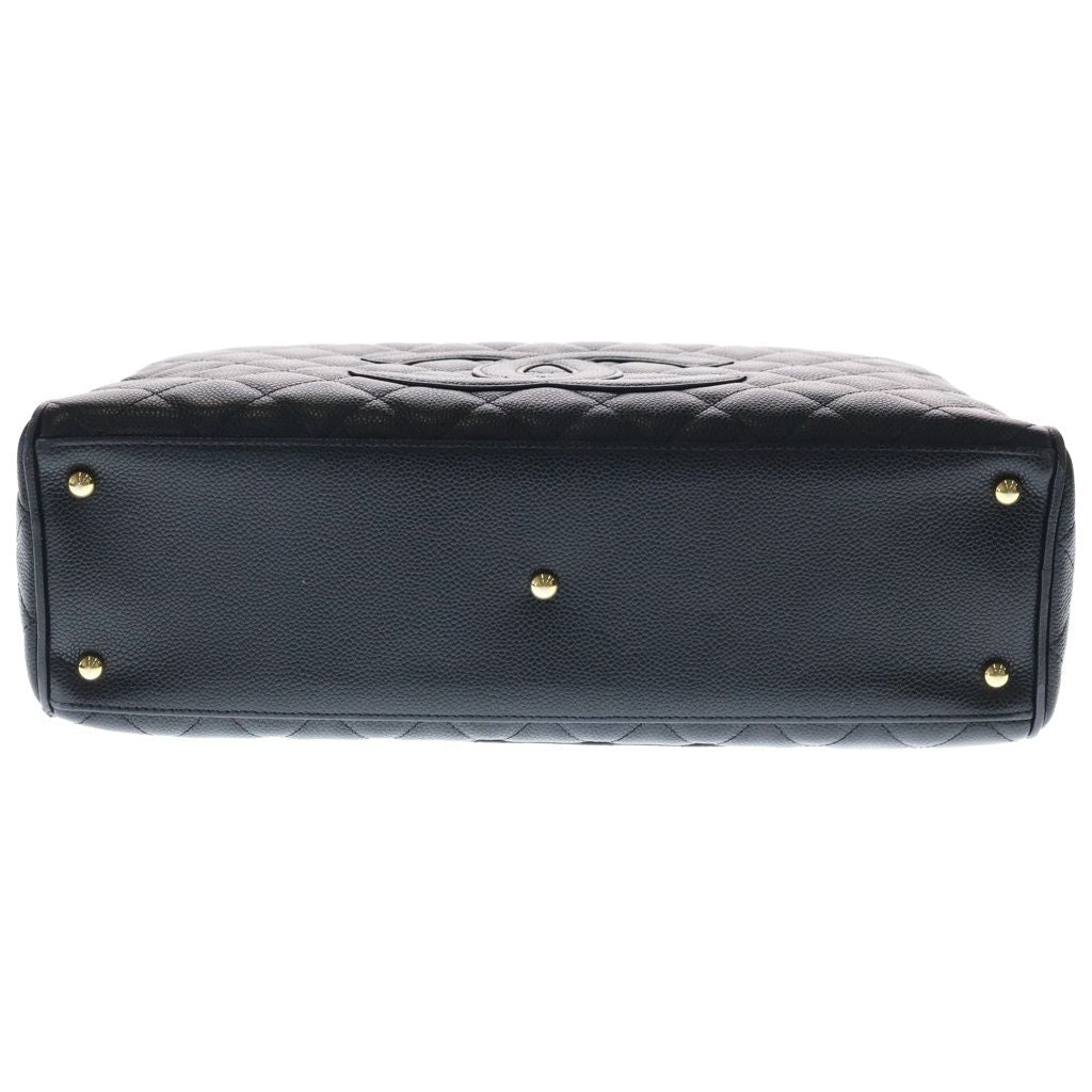 Chanel Quilted Boston Bag Black Caviar Leather Gold — view 4