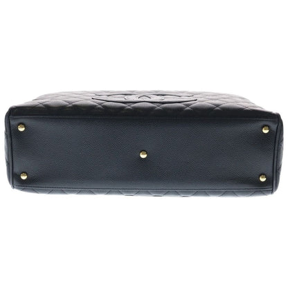Chanel Quilted Boston Bag Black Caviar Leather Gold — view 4