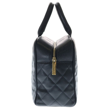 Chanel Quilted Boston Bag Black Caviar Leather Gold — view 3