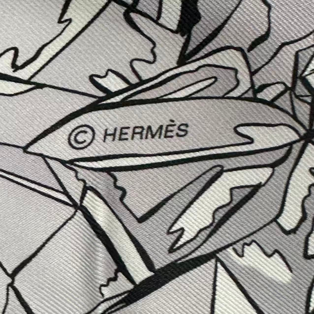 Hermes Scarf Silk Carre 90 la Vallee de Cristal Gray — view 8
