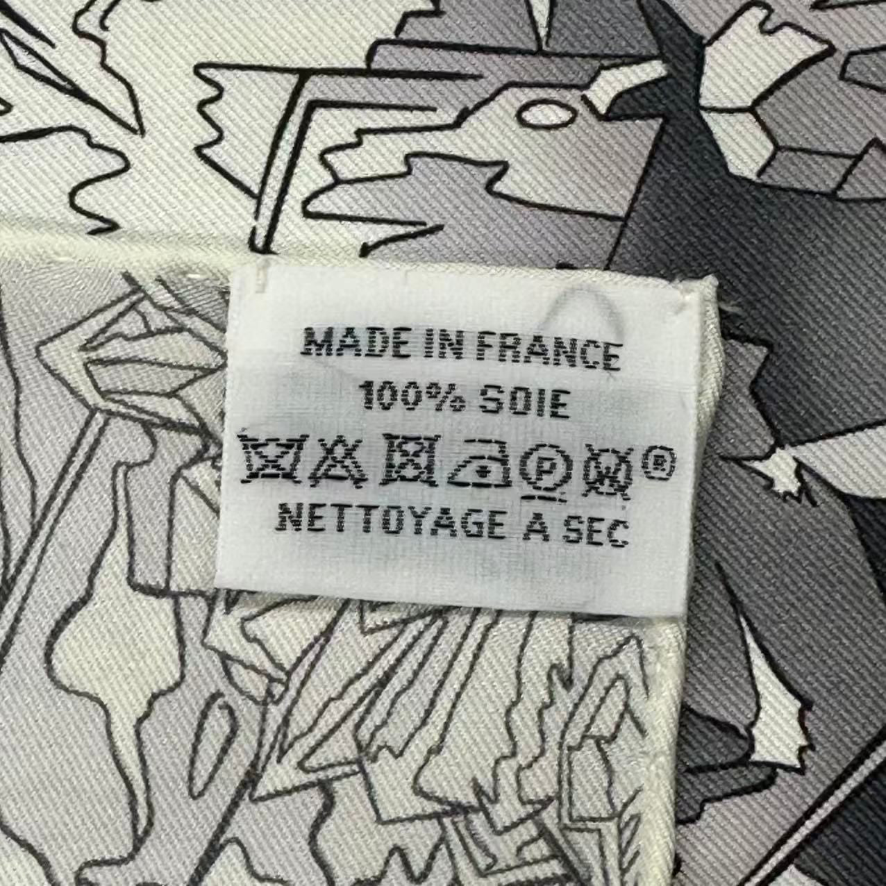 Hermes Scarf Silk Carre 90 la Vallee de Cristal Gray — view 9