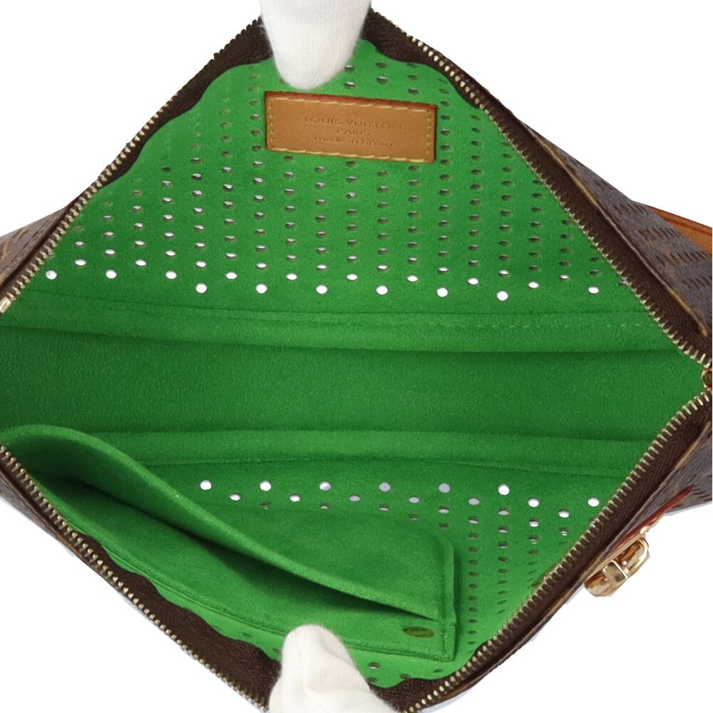 Louis Vuitton Pochette Monogram Perfo Handbag Canvas Brown — view 6