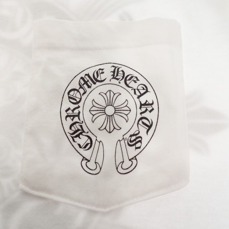 Chrome Hearts Horse Shoe CH Cross T-Shirt M Short Sleeve Cotton Floral White — view 7
