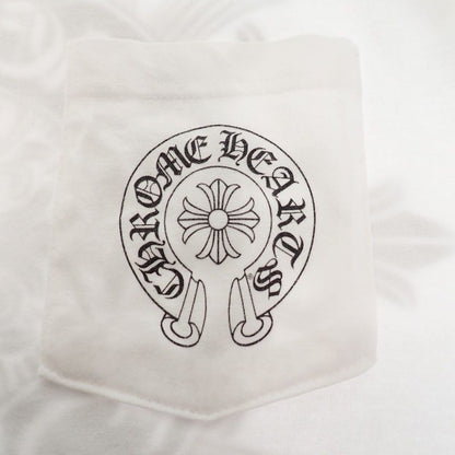 Chrome Hearts Horse Shoe CH Cross T-Shirt M Short Sleeve Cotton Floral White — view 7