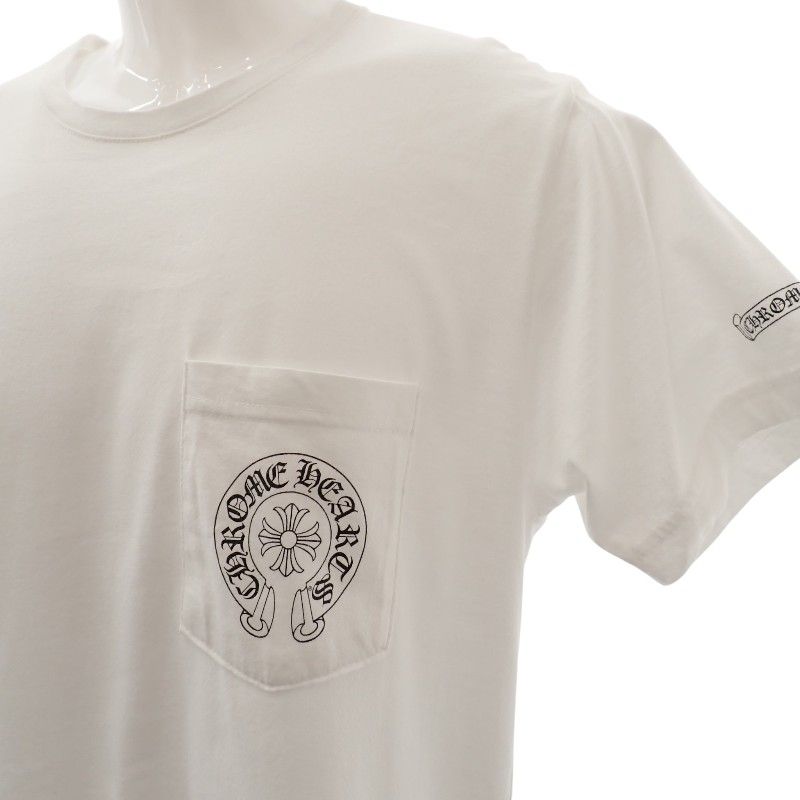 Chrome Hearts Horse Shoe CH Cross T-Shirt M Short Sleeve Cotton Floral White — view 3