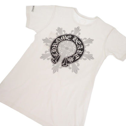 Chrome Hearts Horse Shoe CH Cross T-Shirt M Short Sleeve Cotton Floral White — view 5