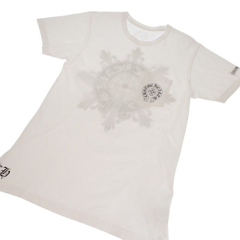 Chrome Hearts Horse Shoe CH Cross T-Shirt M Short Sleeve Cotton Floral White — view 4
