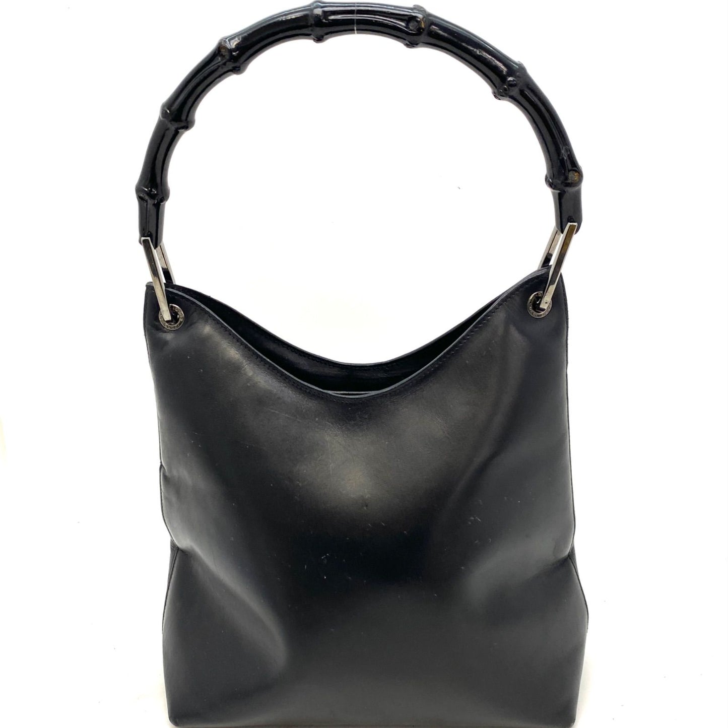 Gucci Handbag Bamboo Leather Black Business GG