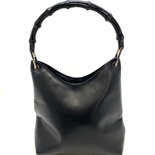 Gucci Handbag Bamboo Leather Black Business GG