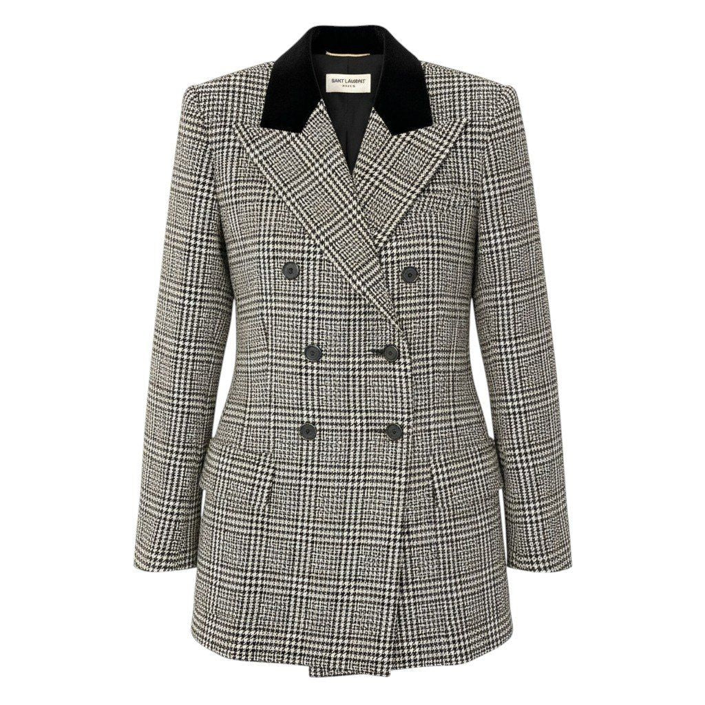 Saint Laurent Paris Sanro Run Tweet jacket Longjacket Double Breasted Glen