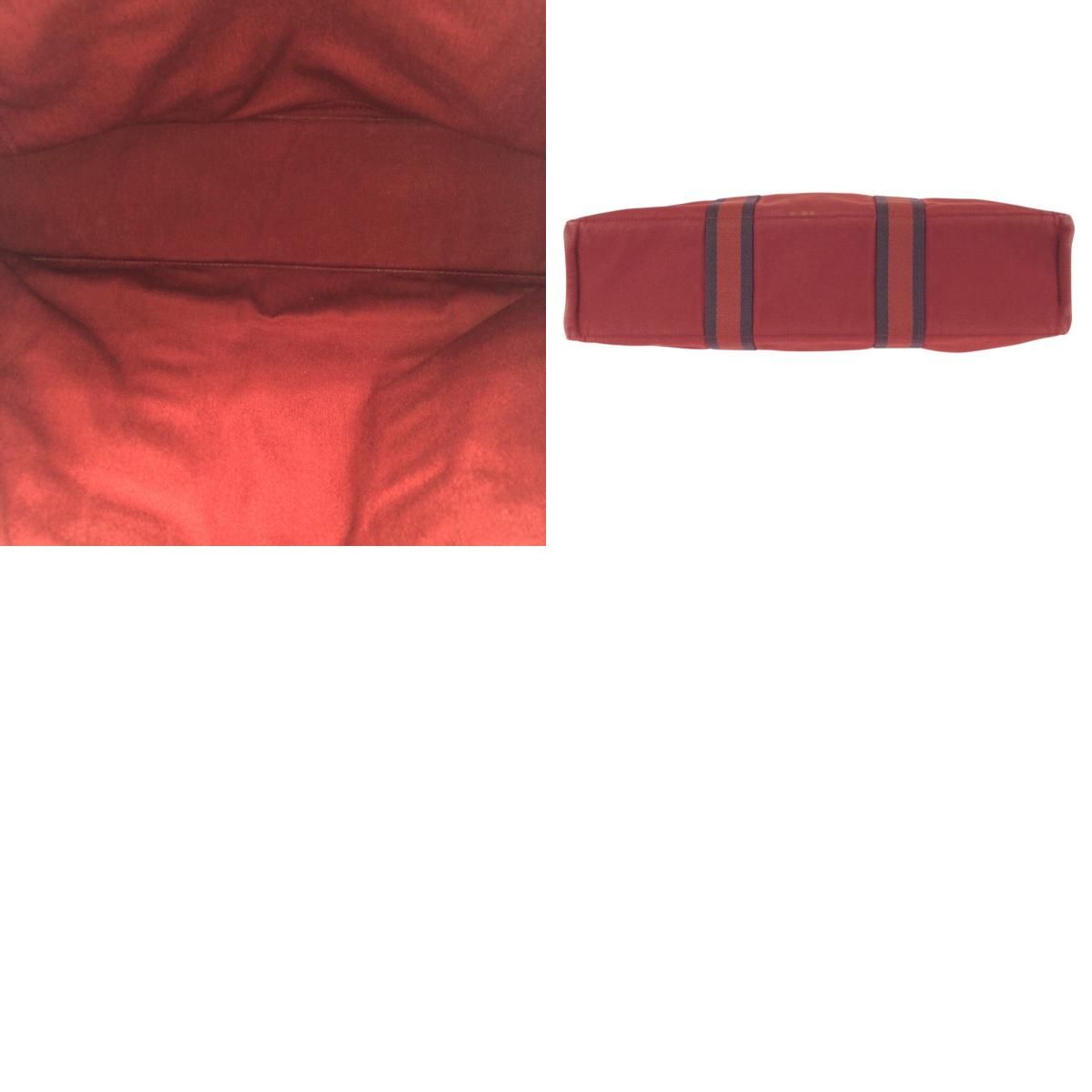 Hermes Fourre Tout MM Red Silver Canvas Tote — view 9