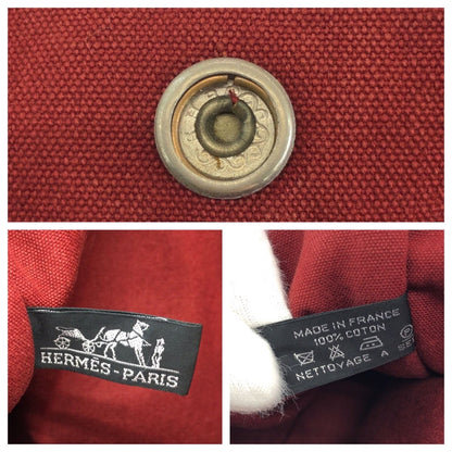 Hermes Fourre Tout MM Red Silver Canvas Tote — view 4