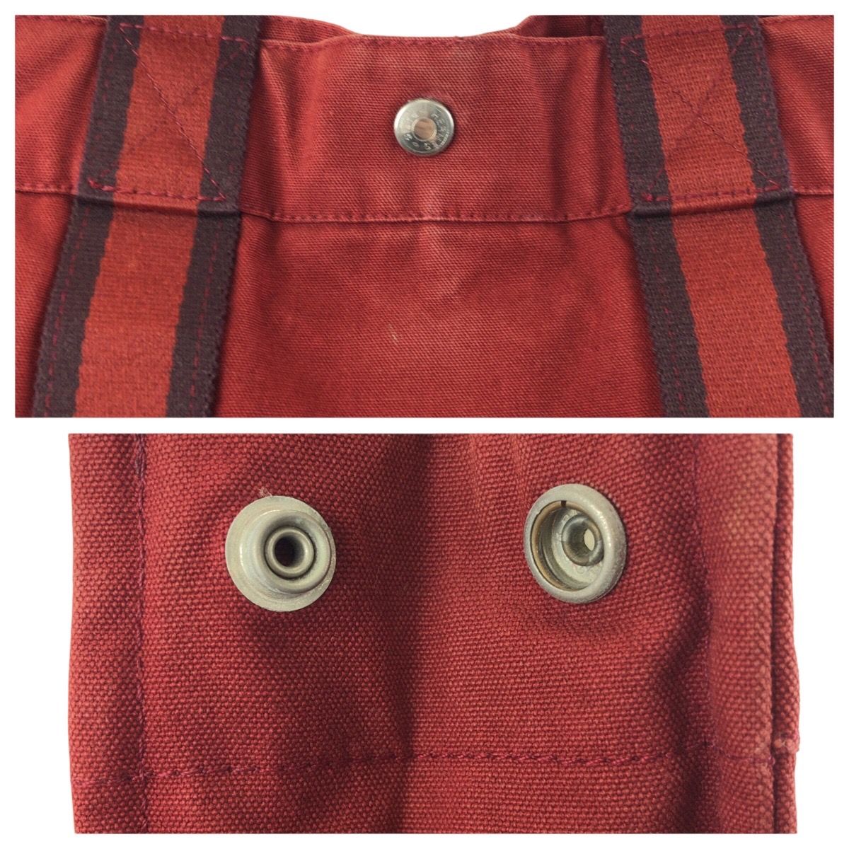 Hermes Fourre Tout MM Red Silver Canvas Tote — view 5