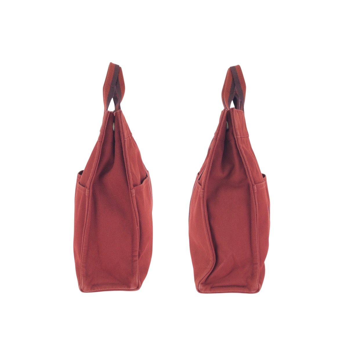 Hermes Fourre Tout MM Red Silver Canvas Tote — view 8