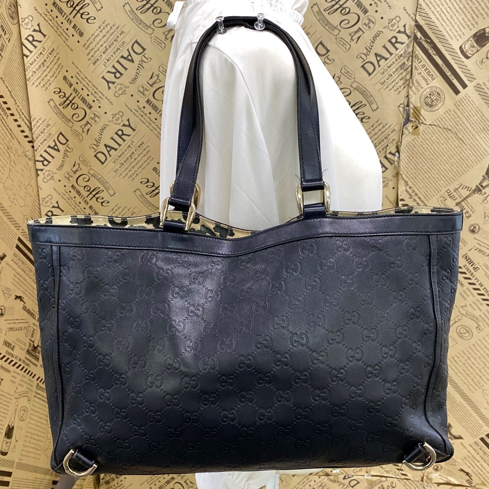 Gucci Tote GG Leather Abbey Black Business Travel — view 2