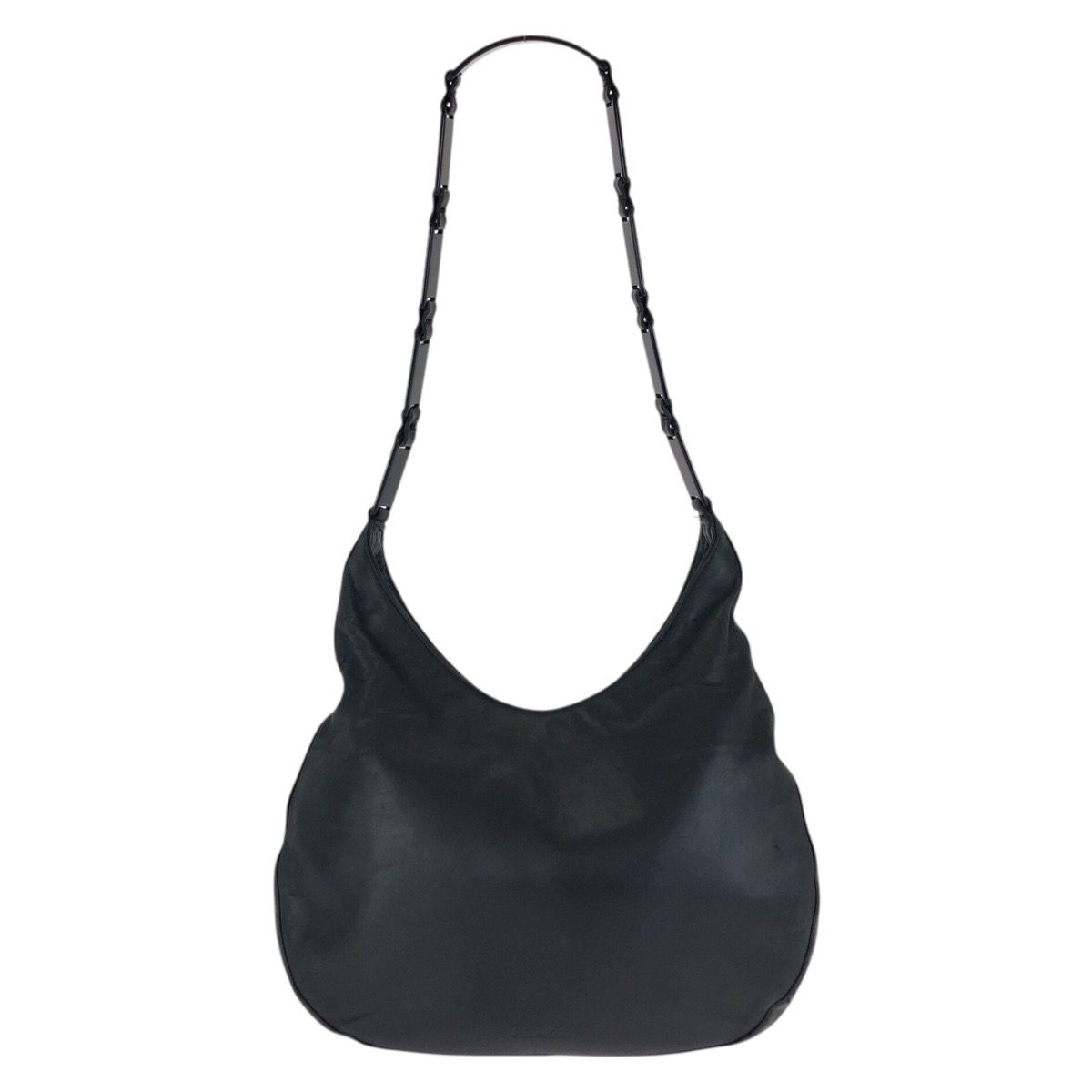 Prada Black Silver Leather Shoulder Bag