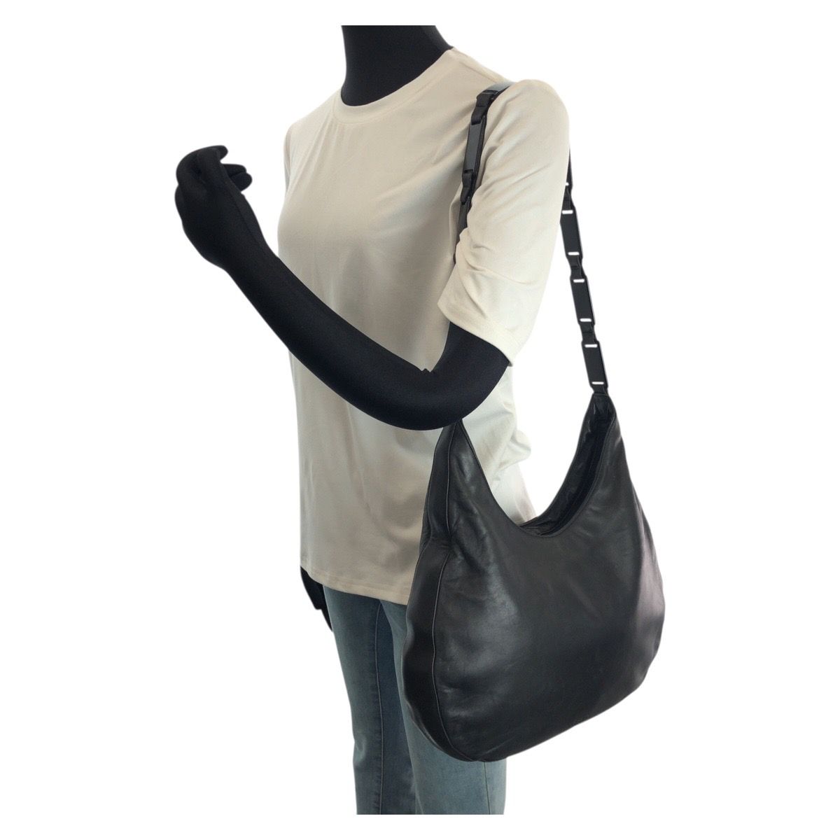 Prada Black Silver Leather Shoulder Bag — view 7