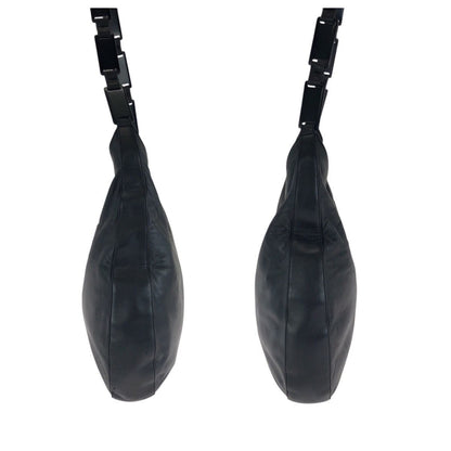 Prada Black Silver Leather Shoulder Bag — view 8