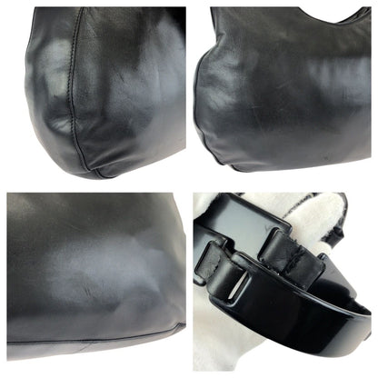 Prada Black Silver Leather Shoulder Bag — view 6