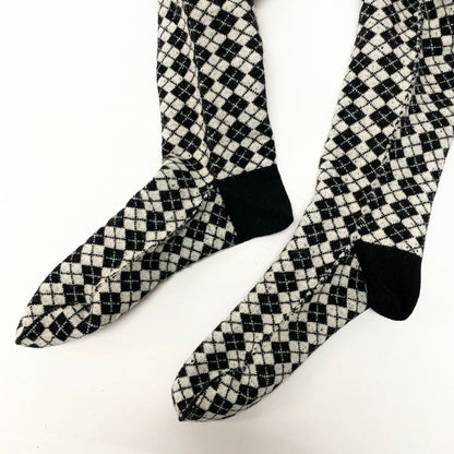 Chanel Knit Pants Tights CC Logo Agyle Pattern S Black White — view 7