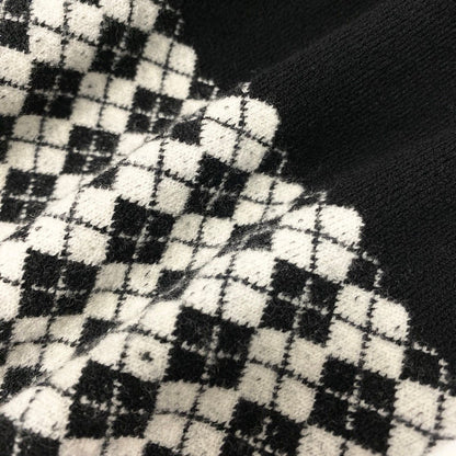 Chanel Knit Pants Tights CC Logo Agyle Pattern S Black White — view 8