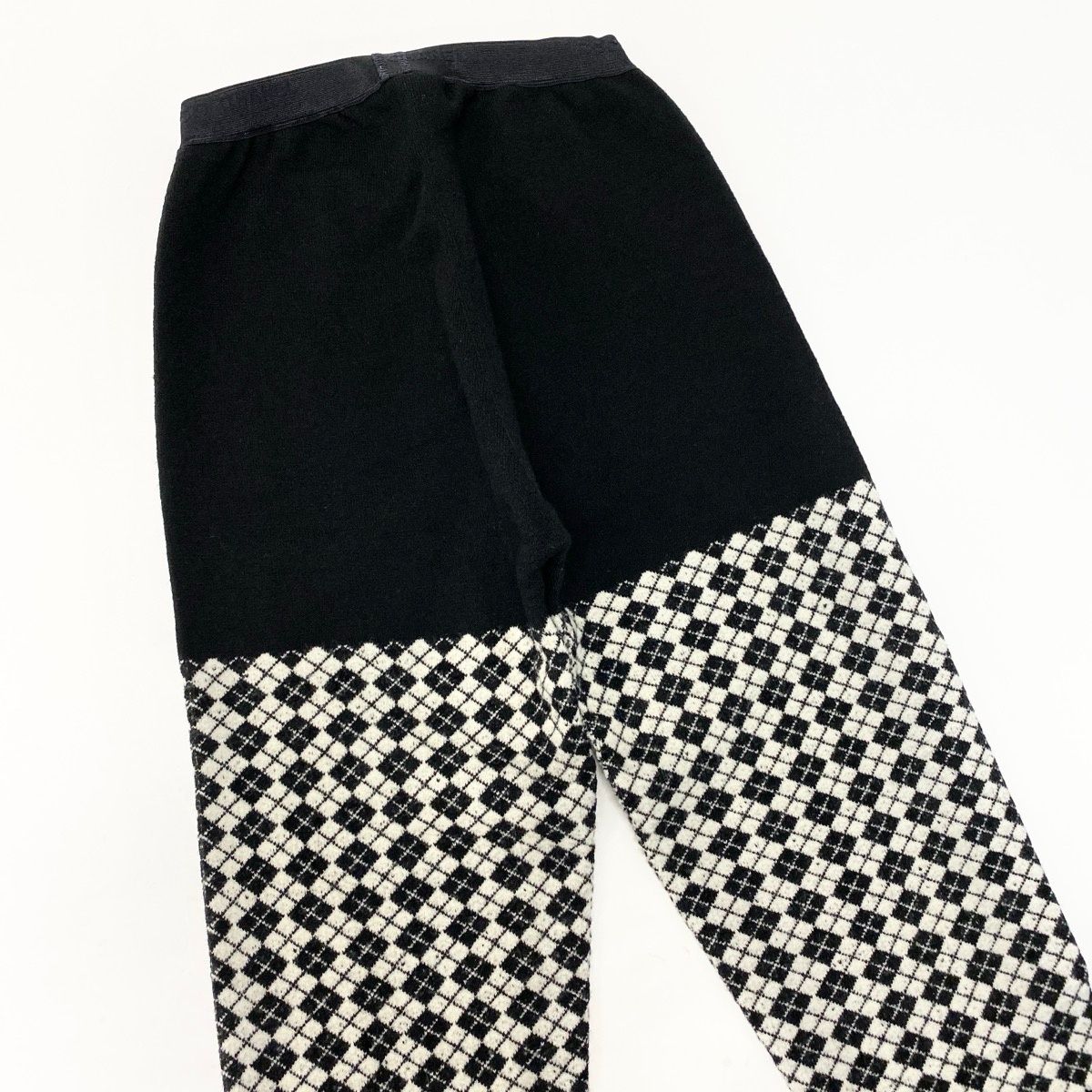 Chanel Knit Pants Tights CC Logo Agyle Pattern S Black White — view 5