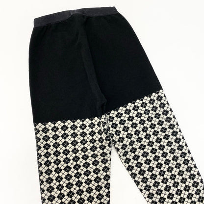 Chanel Knit Pants Tights CC Logo Agyle Pattern S Black White — view 5