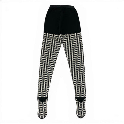 Chanel Knit Pants Tights CC Logo Agyle Pattern S Black White — view 3