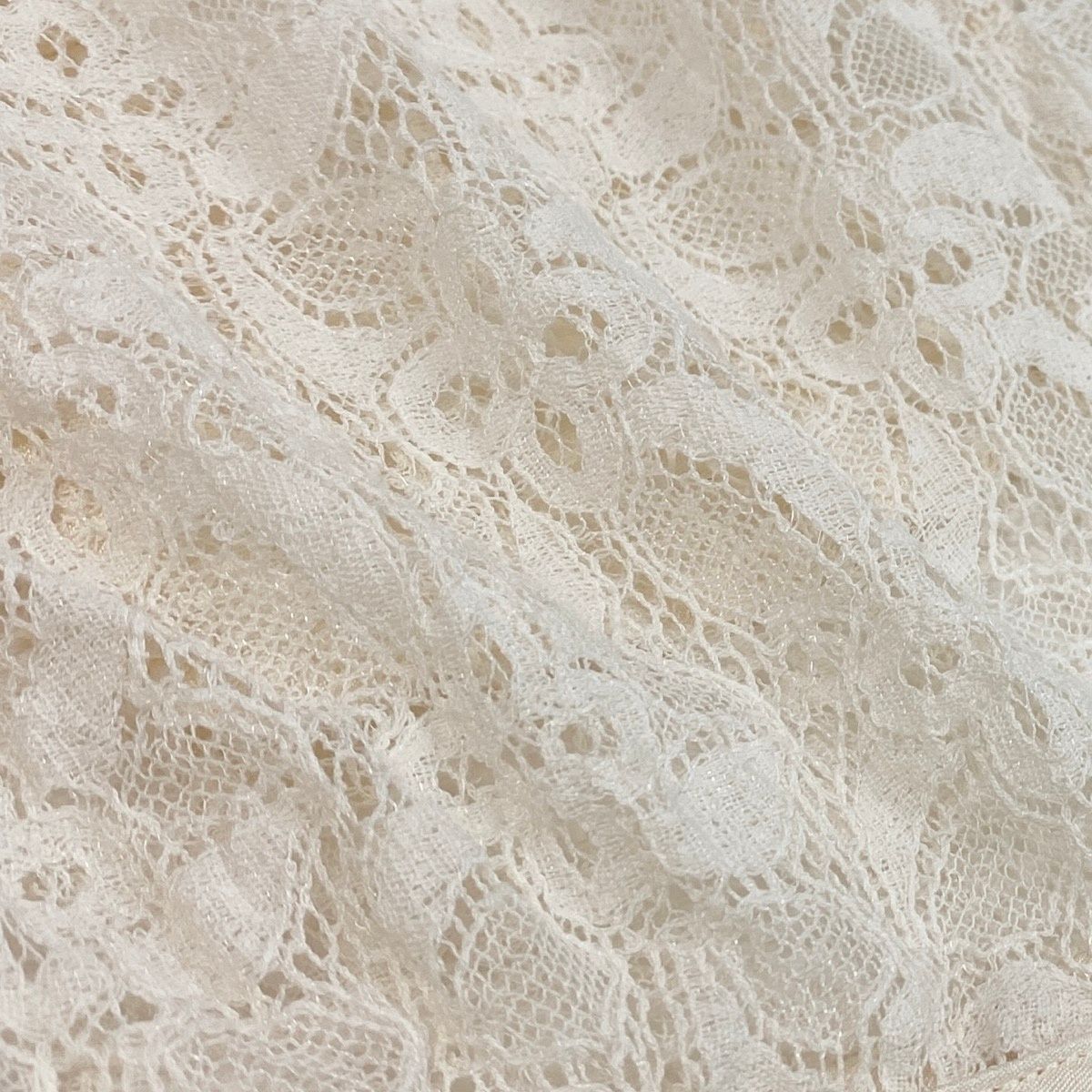 Chanel Cruise Line Lace Blouse Long Sleeve Shirt CC Logo Button 36 Off White — view 6