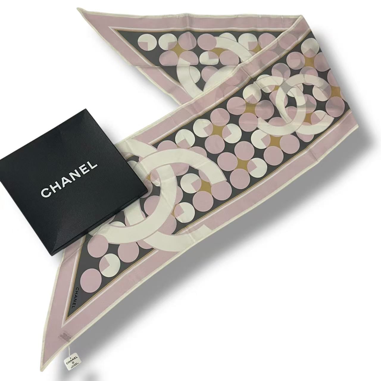 Chanel Twilly Scarf Silk CC Logo Pink