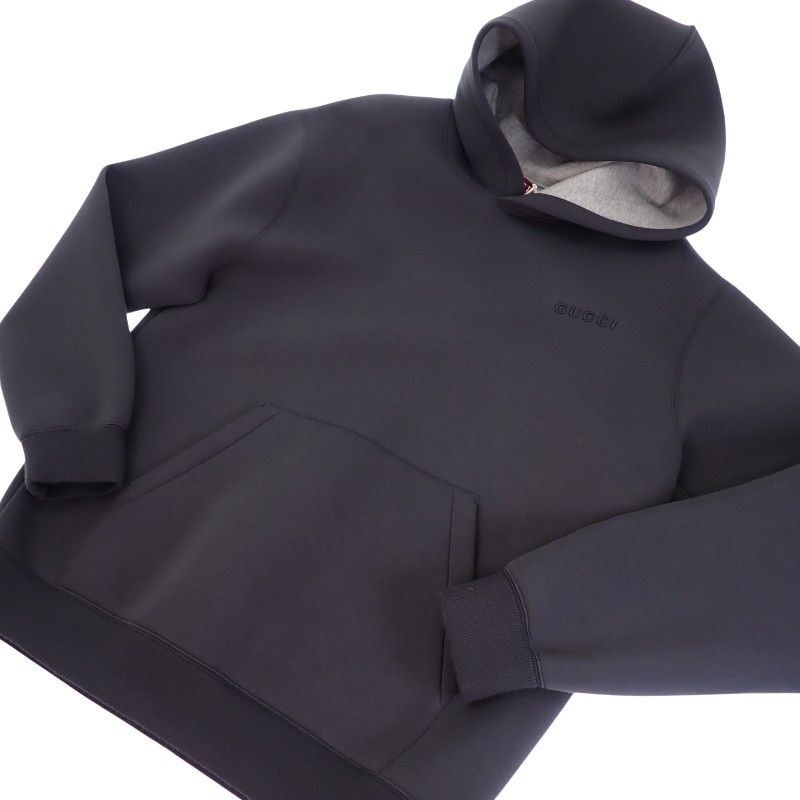 Gucci Embroidered Jersey Hooded Sweatshirt Shirt XL Hoodie Rayon Black — view 3