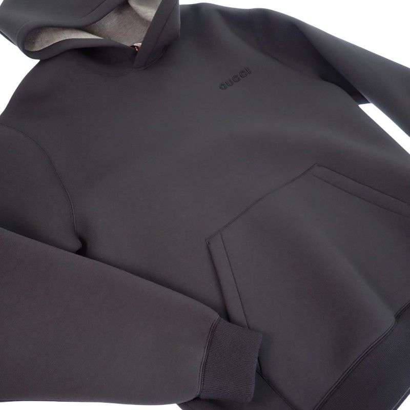 Gucci Embroidered Jersey Hooded Sweatshirt Shirt XL Hoodie Rayon Black — view 4